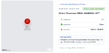BMKG Keluarkan Peringatan Dini Tsunami Pasca Gempa M7,7 di Laut Flores NTT